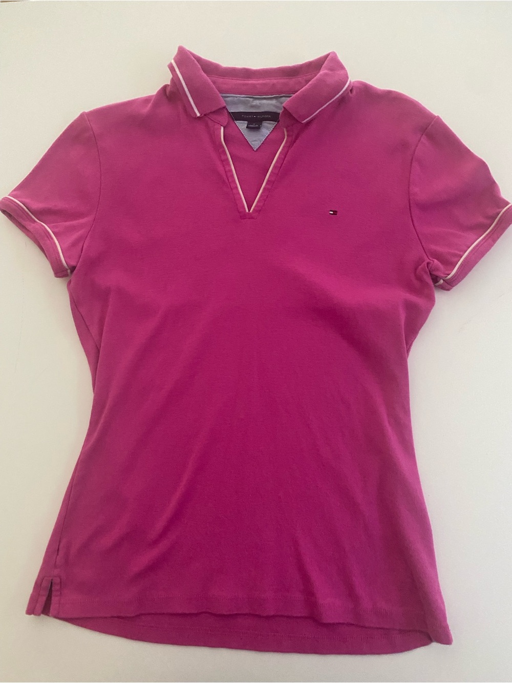 Tommy Hilfiger Women's Fuchsia Polo Tee with Contrast Trim